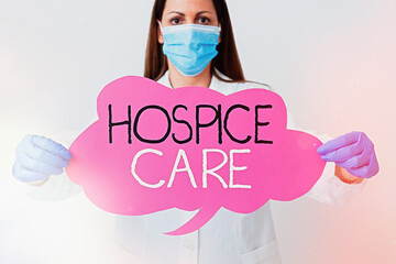 Word writing text Hospice Care. Business photo showcasing focuses on the palliation of a terminally...