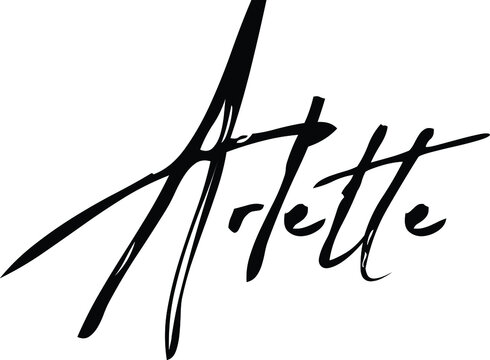 Arlette-Female Name Modern Brush Calligraphy Cursive Text on White Background
