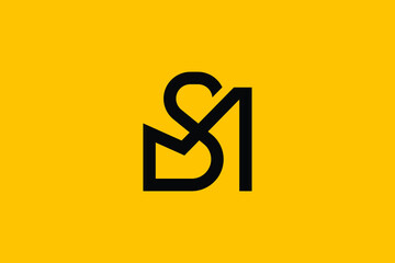 Minimal elegant monogram art logo. Outstanding professional trendy awesome artistic S M SM MS initial based Alphabet icon logo. Premium Business logo black color on background.