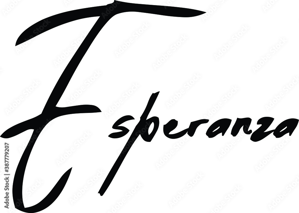 Fototapete esperanza-female name modern brush calligraphy cursive text on white background