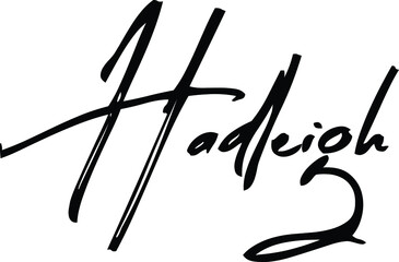 Hadleigh-Female Name Modern Brush Calligraphy Cursive Text on White Background