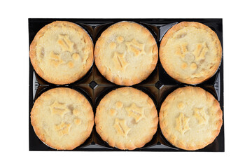 isolated tray of christmas mincemeat pies