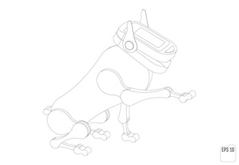 Isometric mechanical animal. Robot dog.