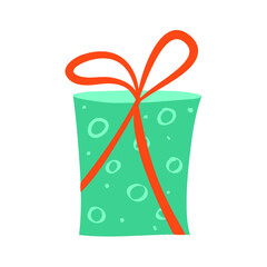 Cute cartoon gift box with bow hand painted with rings