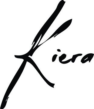 Kiera-Female Name Modern Cursive Brush Calligraphy on White Background