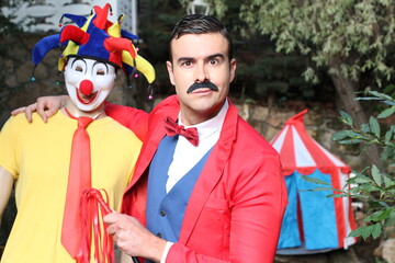 Circus performers giving a show