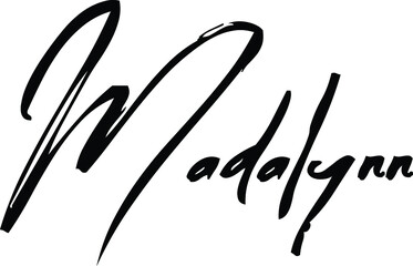 Madalyn-Female Name Modern Cursive Brush Calligraphy on White Background