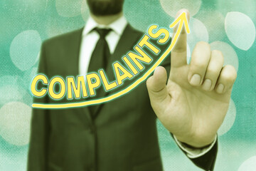 Word writing text Complaints. Business photo showcasing something that is the cause or subject of...