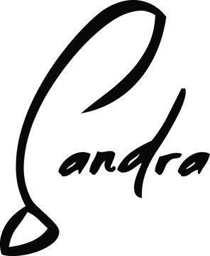 Sandra-Female Name Modern Cursive Brush Calligraphy on White Background