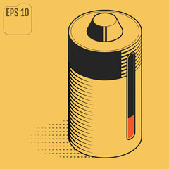 Environmental battery. Isometric. Rechargeable battery. Vector