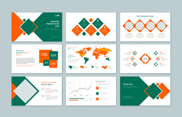 Business PowerPoint presentation slides with infographic elements