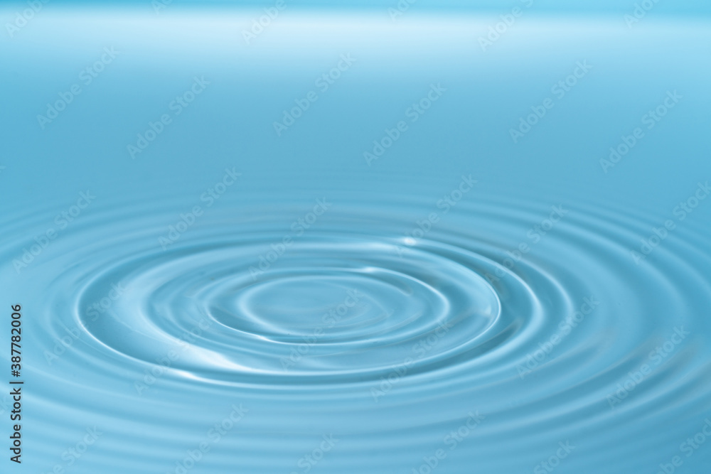 Wall mural drop of water drop to the surface. waves on the surface of the water from a collision