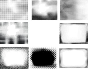 Grunge halftone dots vector texture background . Border Frame . 