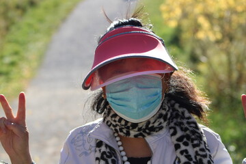 Enjoying a sunny walk in the park