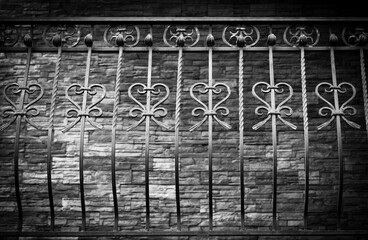 Balcony with metal forged railing