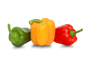 Healthy Sweet Bell pepper on a white background, Diet food and vegetarian concept, Close up with clipping path.