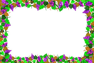 Drawing leaves photo frame on white background