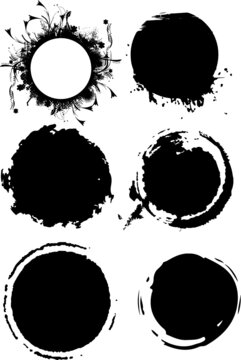 Vektor Runden icon set - Tuschemalerei schwarz