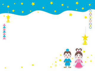 Obraz na płótnie Canvas 七夕の織姫と彦星のカードデザイン