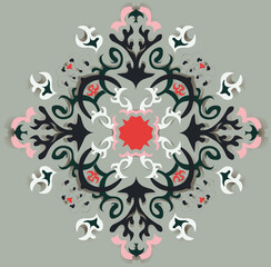  Green and brown pattern on the gray background