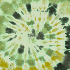 Green Spiral Texture. Tie Die Fabric Circle. Camo 