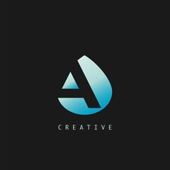 Abstract Techno Letter A Logo Icon, vector design concept water drop shape