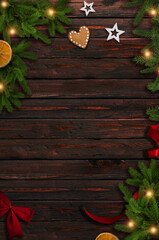 Christmas table with decorations background