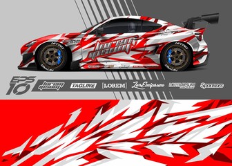 Car decal wrap design vector. Graphic abstract stripe racing background kit designs for vehicle, race car, rally, adventure and livery

