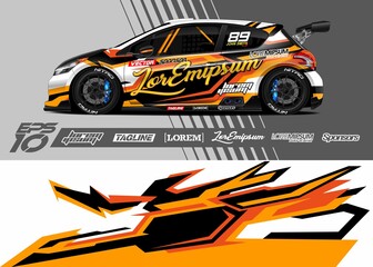 Car decal wrap design vector. Graphic abstract stripe racing background kit designs for vehicle, race car, rally, adventure and livery
