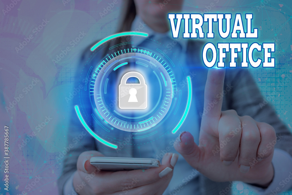 Poster text sign showing virtual office. business photo text operational domain of any business or organiza