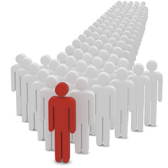 People form up in arrow