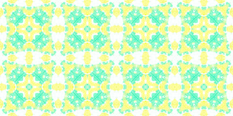 Watercolor Seamless Arabesque Tile Design. 