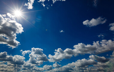  blue sky background with tiny clouds. panorama