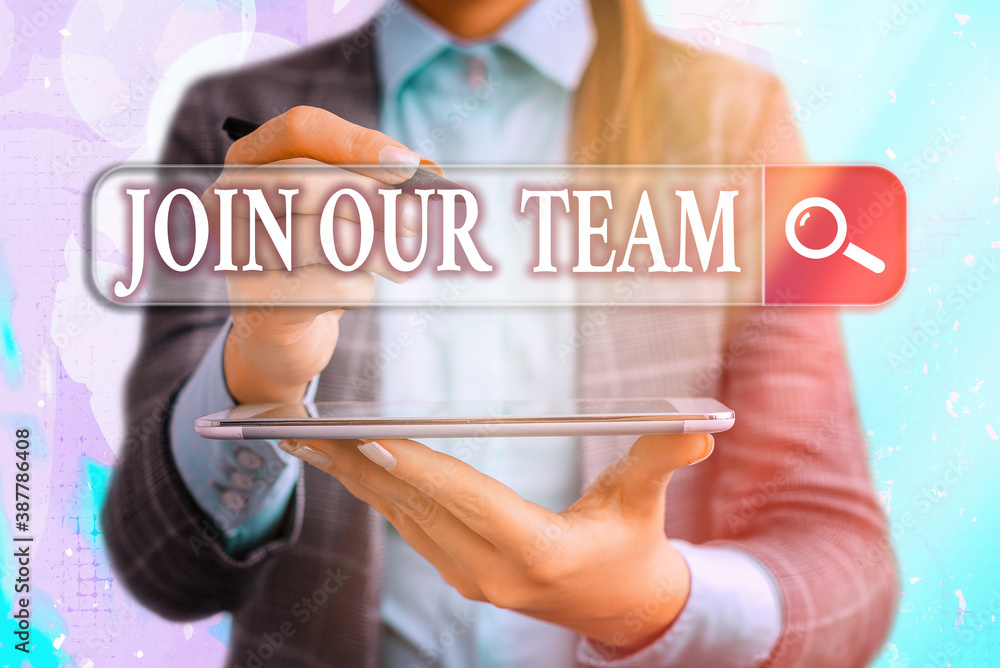 Poster conceptual hand writing showing join our team. concept meaning inviting someone to join in your loca