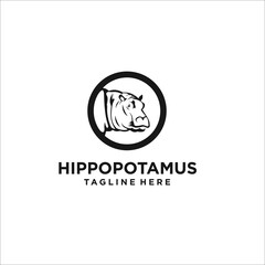 Fototapeta premium Hippo logo design template silhouette vector icon
