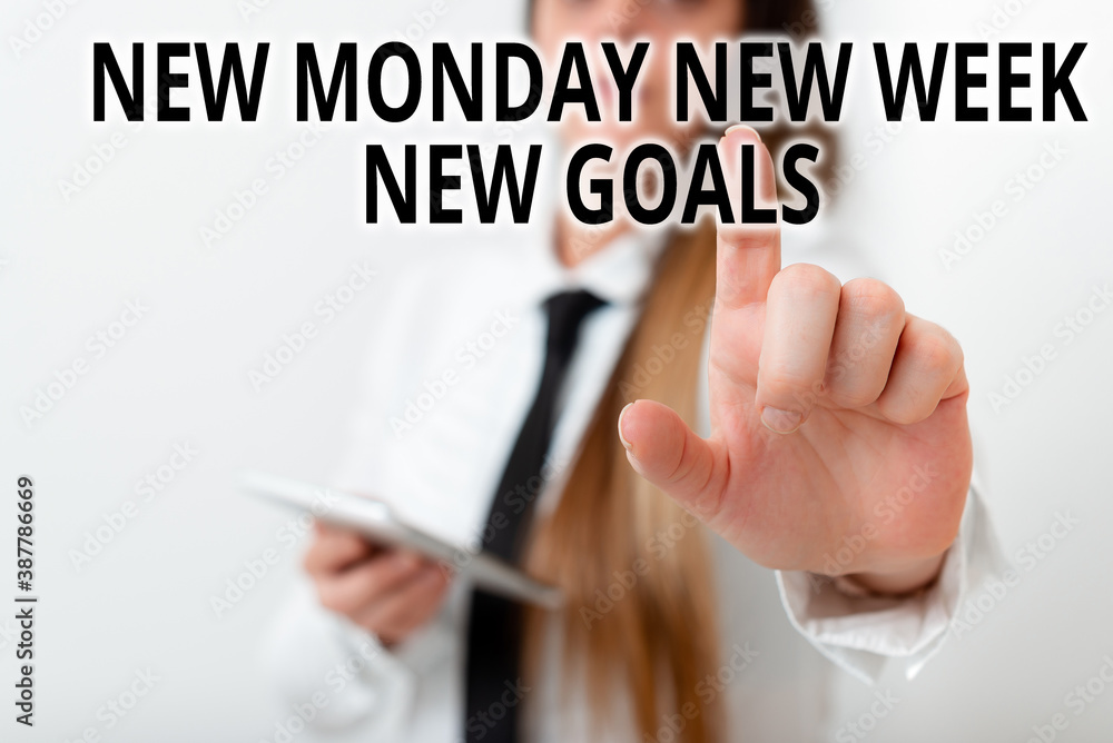 Poster handwriting text new monday new week new goals. conceptual photo showcasing next week resolutions to