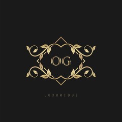 Classic Vintage Letter O, G, OG logo. Vector logo design concept classic vintage nature leaf.
