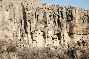 Beautiful Ihlara valley landscape in Cappadocia, Turkey. Gorge of Ihlara valley, Aksaray province. Travel to Turkey.
