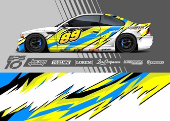 Car decal wrap design vector. Graphic abstract stripe racing background kit designs for vehicle, race car, rally, adventure and livery
