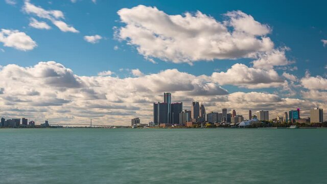 Detroit, Michigan, USA City Skyline on the River