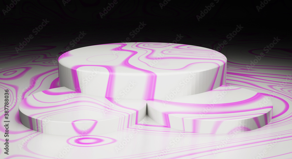 Poster 3d rendering mockup white-pink abstract marble texture stage display