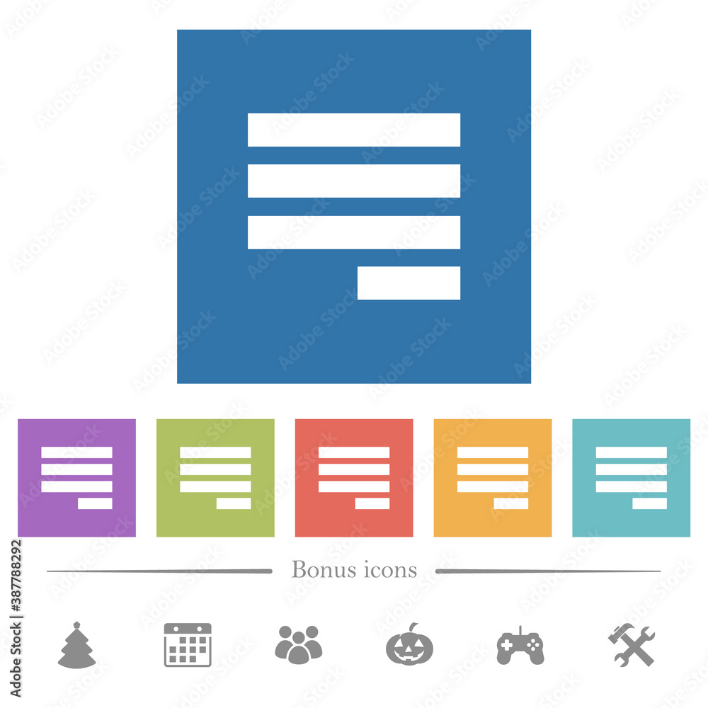 Aufkleber text align justify last row right flat white icons in square backgrounds