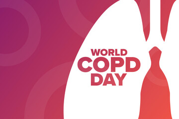 World COPD Day. Chronic Obstructive Pulmonary Disease. Third Wednesday of November. Holiday concept. Template for background, banner, card, poster with text inscription. Vector EPS10 illustration.