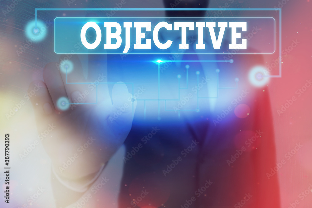 Poster conceptual hand writing showing objective. concept meaning expressing or dealing with facts or condi