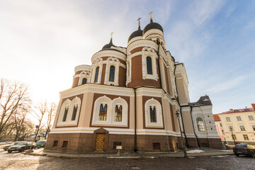 Tallinn, Estonia. The Alexander Nevsky Cathedral, an orthodox cathedral, at sunrise