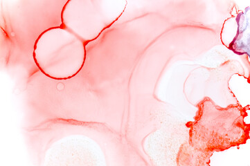 Alcohol Ink Illustration. Art Wash Design. Red 