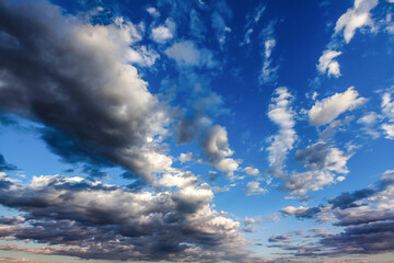  White, Fluffy Clouds In Blue Sky. Background From Clouds.