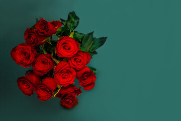 A gift bouquet of red roses