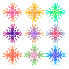 Modern frame isolated. Vintage vector set. Vintage vector set with colored gradient. Decorative design of lace elements. Vector set of floral ornament elements in art deco style.