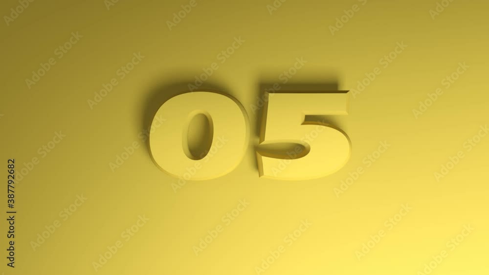 Poster the write 05 passes on a yellow background from right side to left side - 3d rendering animation
